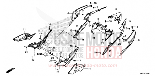 SIDE COVER/REAR COWL CBR500RAK de 2019